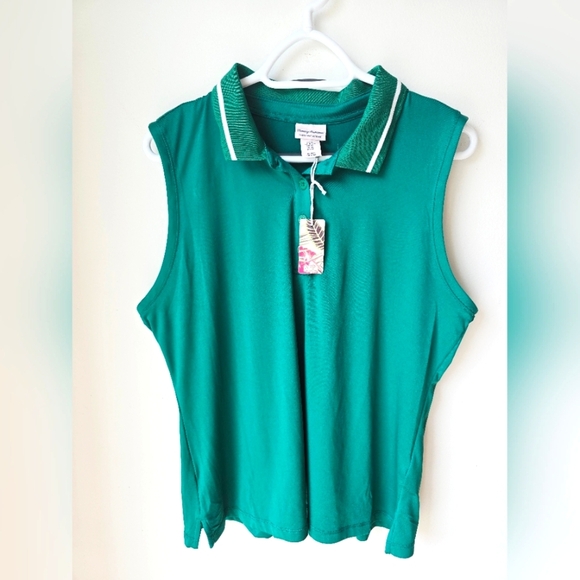 TOMMY BAHAMA ACTIVE Green Teal Sleeveless Polo Top Sport Golf Size XL - Picture 1 of 7